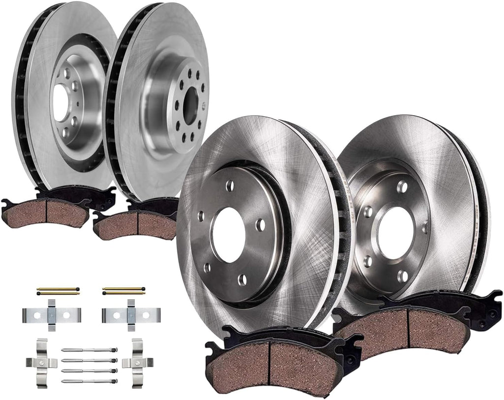 Detroit Axle - 8pc Brake Kit for 2016 Tesla Model S, Disc Brake Rotors Ceramic Brakes Pads Replacement: 13.98' inch Front and 14.37' inch Rear Rotor