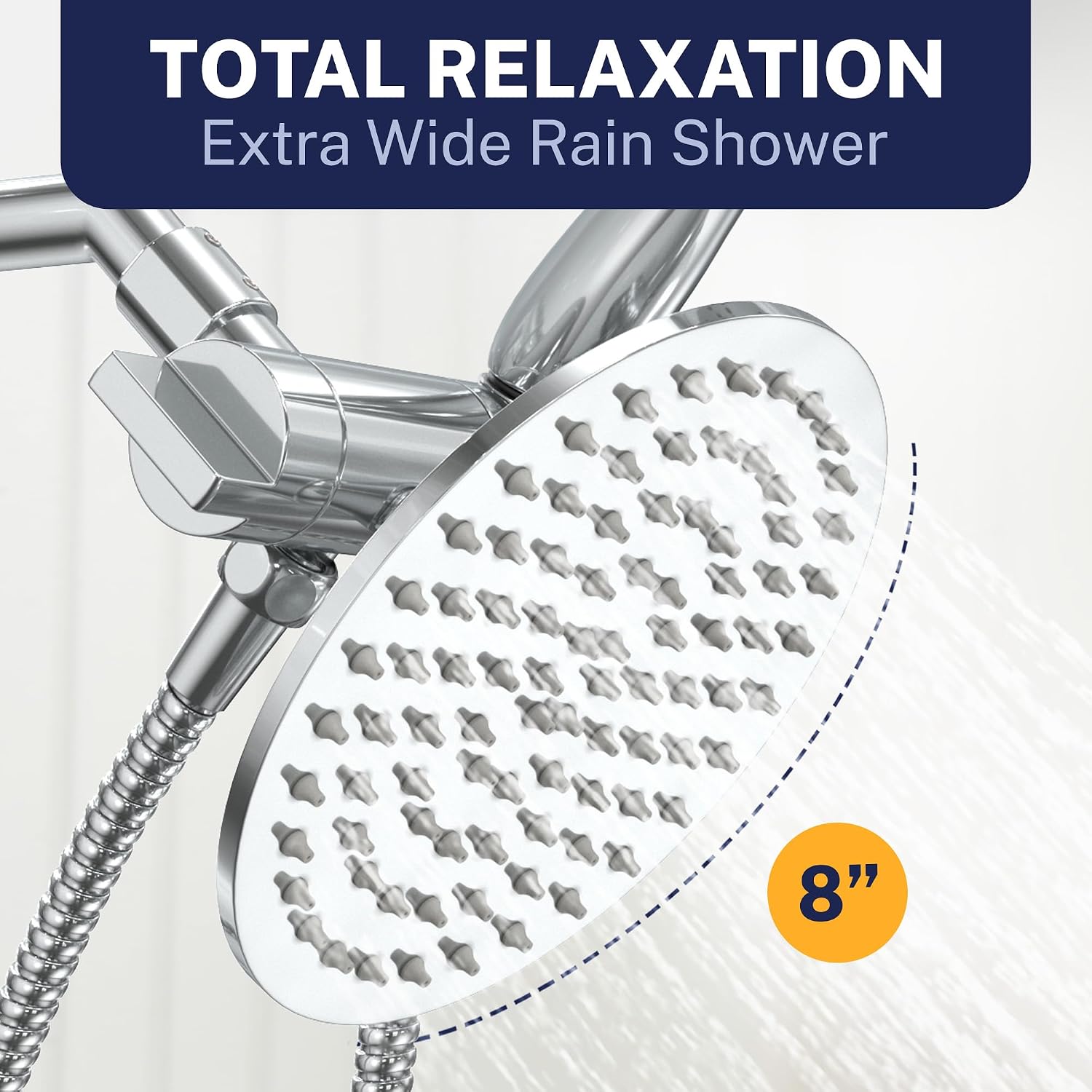 HammerHead Showers Dual Shower Head Combo, 8-Inch Rainfall & 3-Flow Handheld, Chrome, 1.75 GPM