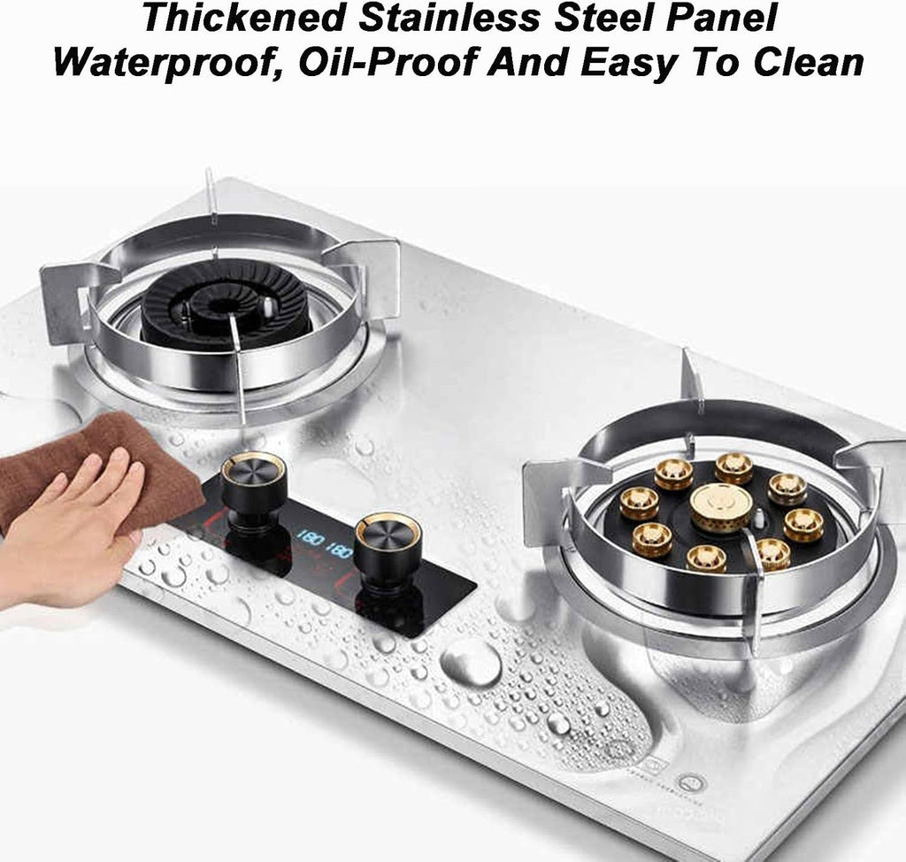 Stainless Steel Gas Stove 2 Burners, 5.2KW Built-in Gas Cooker Plug and Play, Accidental Flameout Protection Device, LPG/Natural Gas Kit(NG)