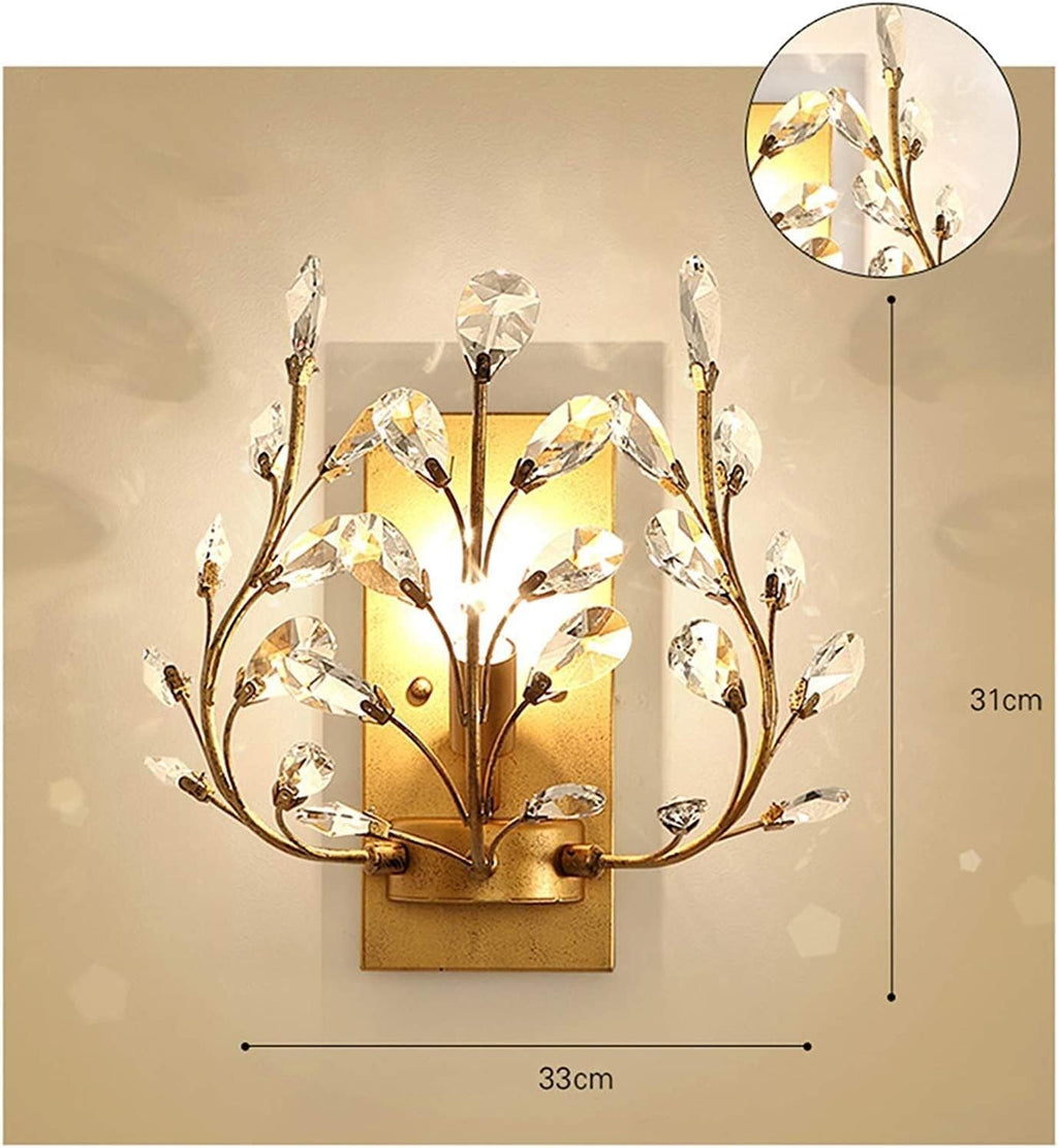 Wall Lighting Fixtures LED Crystal Aisle Style Wrought Iron Candle Wall Sconce Wall Mounted Lighting Fixture for Bathroom Bedroom Living Room Aisle Decor