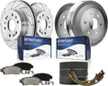 Detroit Axle - 8pc Brake Kit for 2009-2013 Chevy Silverado GMC Sierra 1500, 12.99' inch Front Drilled Slotted Brake Rotors Ceramic Brakes Pads Rear Brake Drums Brake Shoes 2010 2011 2012 Replacement