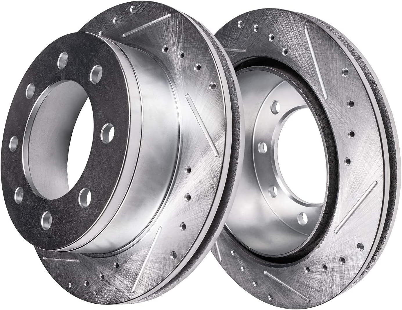 Detroit Axle - Front Brake Kit for Silverado Sierra Express Savana Yukon XL 2500 3500 Cadillac DeVille Hummer H2, Drilled & Slotted Disc Brake Rotors Brake Caliper Replacement
