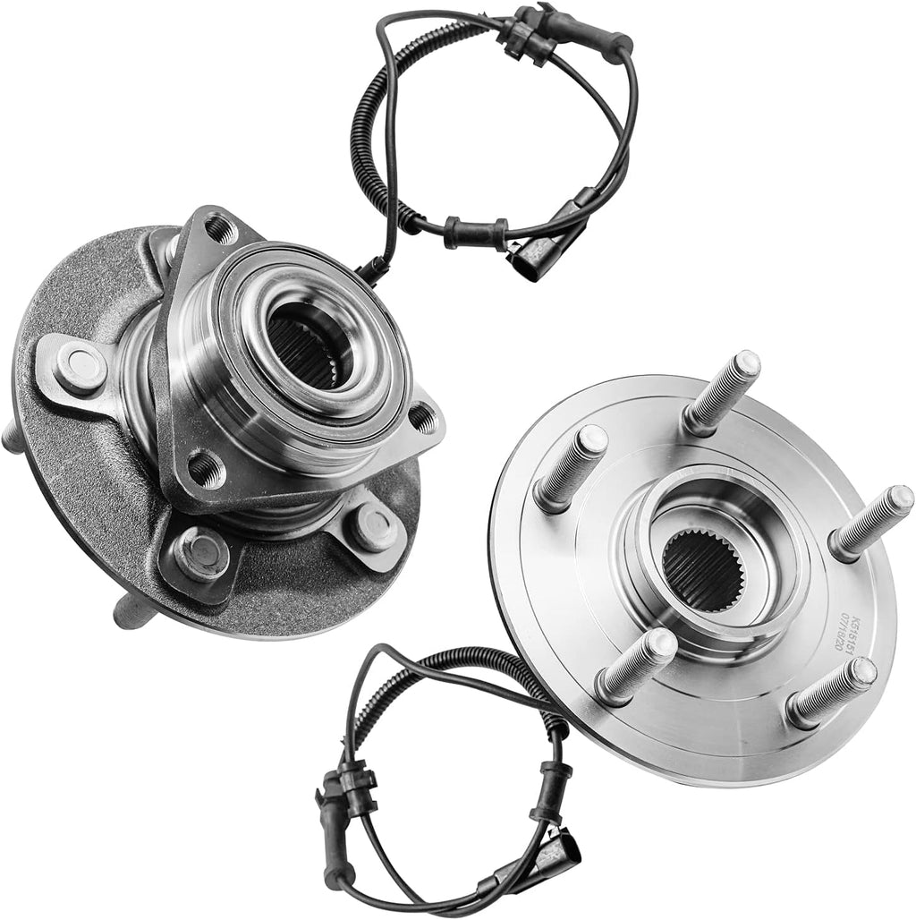 Detroit Axle - Front Wheel Bearing Hubs Brake Kit for 2012-2018 Ram 1500 2013 2014 2015 2016 2017 Drilled & Slotted Disc Brake Rotors Wheel Bearing Hub with Lug Nuts Replacement