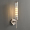 Brushed Nickel Wall Sconce with Ribbed Groove Glass Tube - 18.9' Solid Brass Material Wall lamp Includes Bulbs - Modern Wall Sconces for Bathroom, Living Room, Hallway, Staircase, Mirror