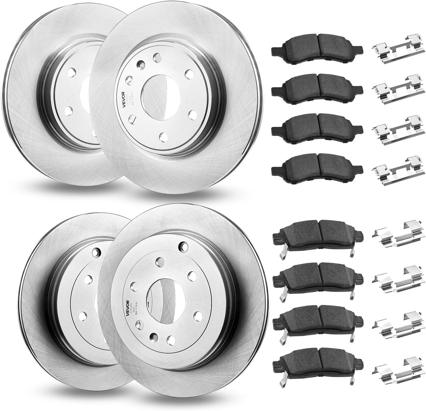 VEVOR Front & Rear Brake Kit Compatible with 2008-2017 Buick Enclave, 2009-2017 Chevrolet Traverse/2007-2010 Saturn Outlook, 2007-2016 GMC Acadia/2017 GMC Acadia Limited, Hollow Brake Rotors Pads Kit