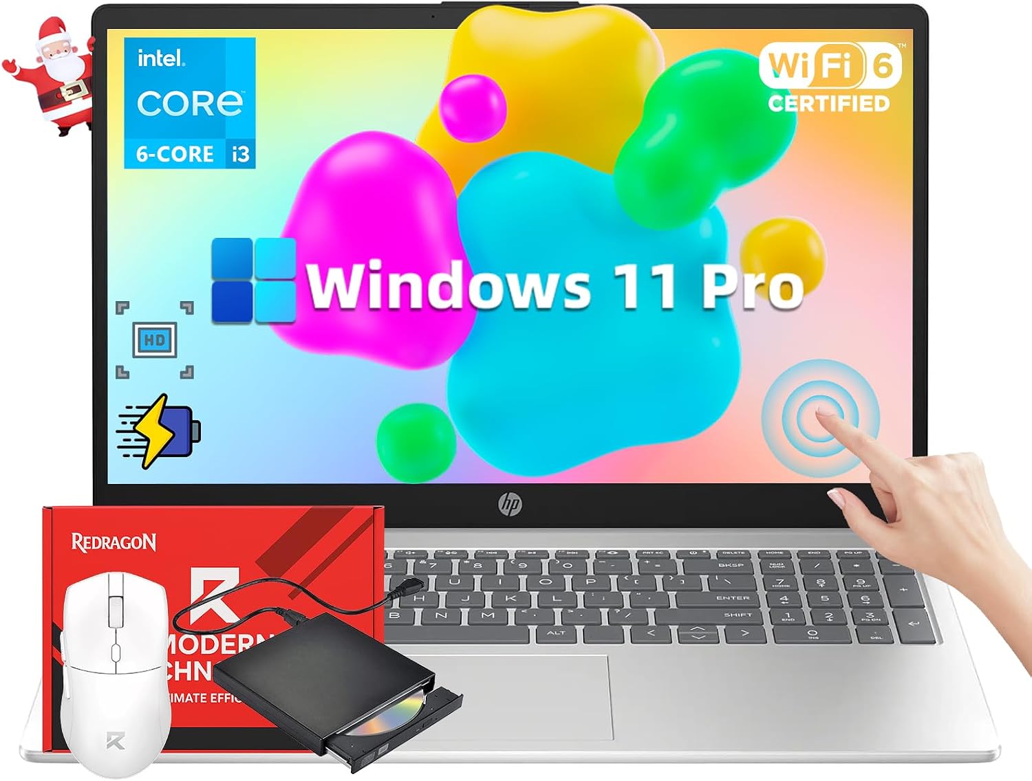 HP 2025 Essential Touchscreen Laptop - Win 11 Pro • AI-Powered Copilot • Intel 13th Gen 6-Cores i3 (up to 4.5GHz) • HD Anti Glare BrightView • Wi-Fi 6, w/Redragon Accessories (32G RAM, 1TB SSD)