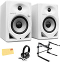 Pioneer DM-50D 5-inch White Desktop Monitor Bundle with Headphones, Laptop Stand, and Austin Bazaar Polishing Cloth