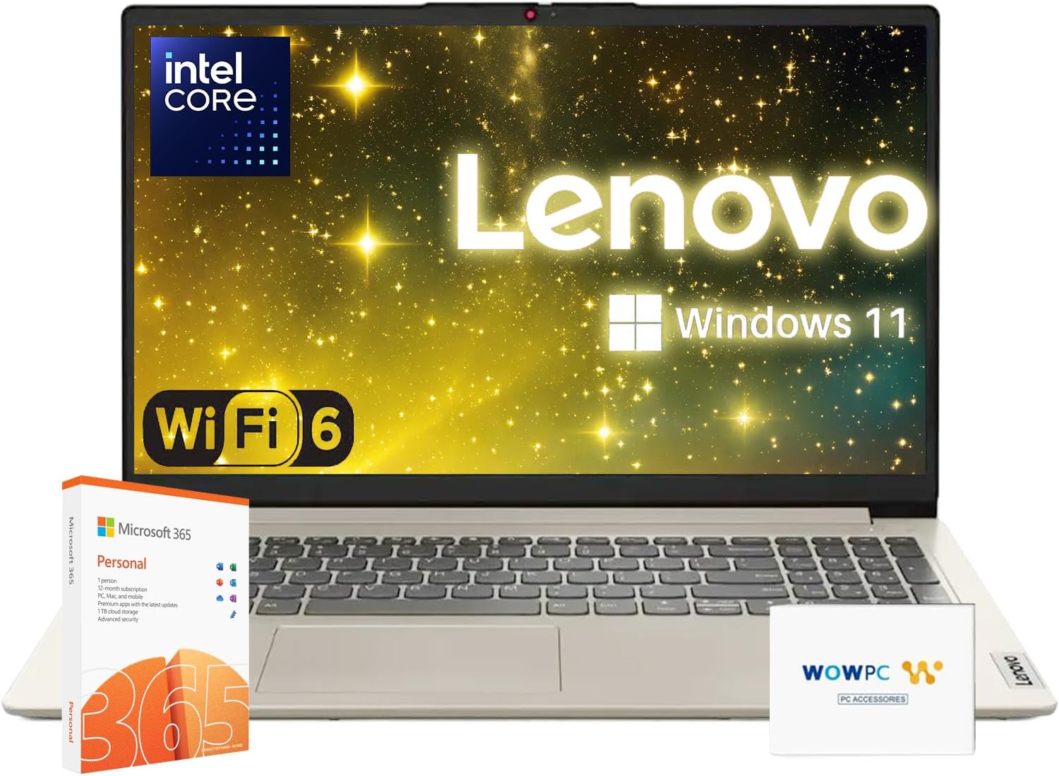 Lenovo Premium Series IdeaPad Laptop | Latest Model | 12GB RAM | 256GB SSD | 1 Year Office 365 w/ 1TB Cloud Storage | Intel Core | 15.6' | Numeric Keypad | WiFi 6 | Win 11 | w/WOWPC Recovery USB