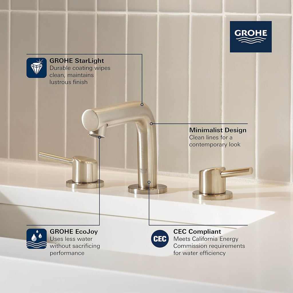GROHE 20572001 Concetto, 8-inch Widespread 2-Handle S-Size Bathroom Faucet 1.2 GPM, Chrome