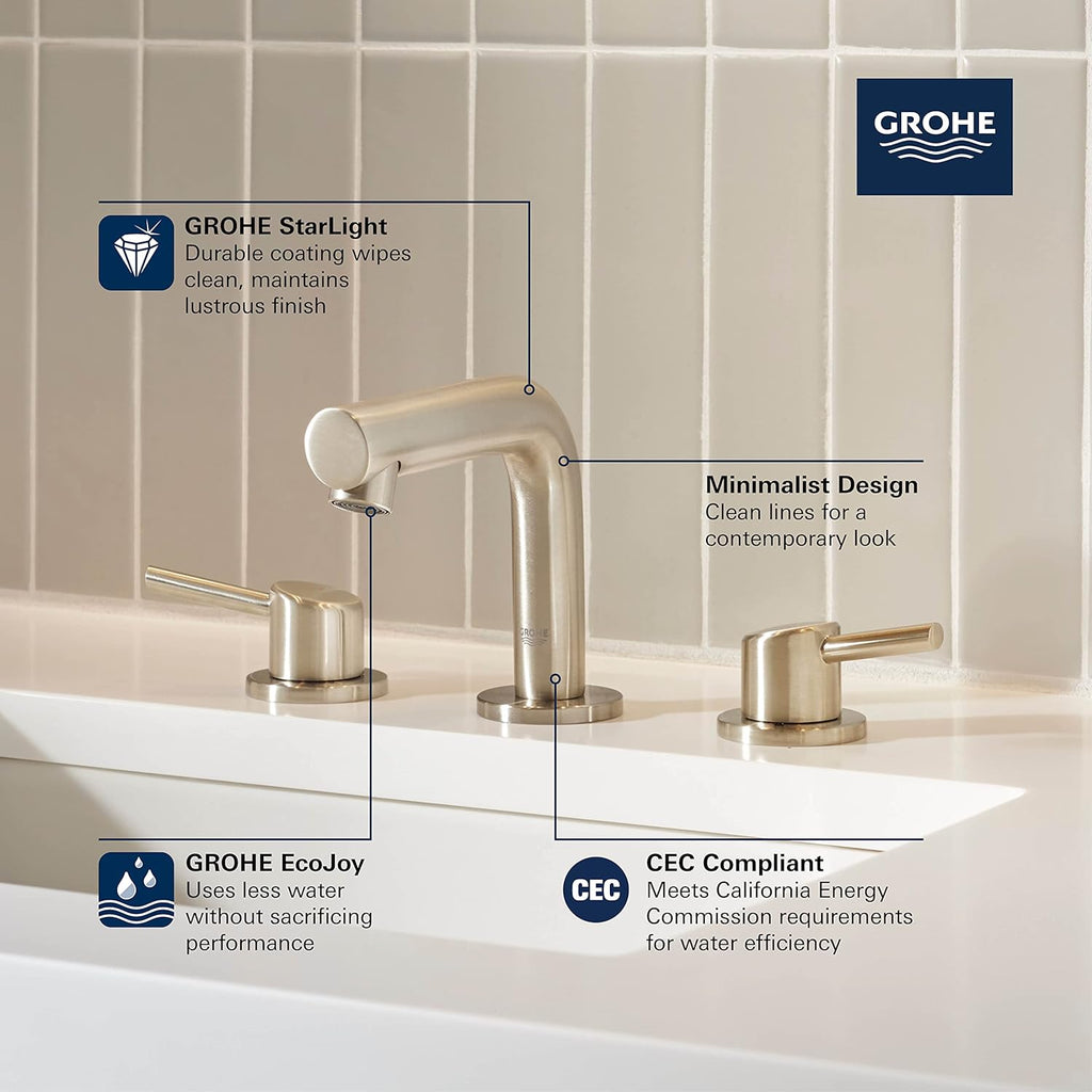 GROHE 20572GN1 Concetto, 8-inch Widespread 2-Handle S-Size Bathroom Faucet 1.2 GPM, Brushed Cool Sunrise (Brushed Gold)