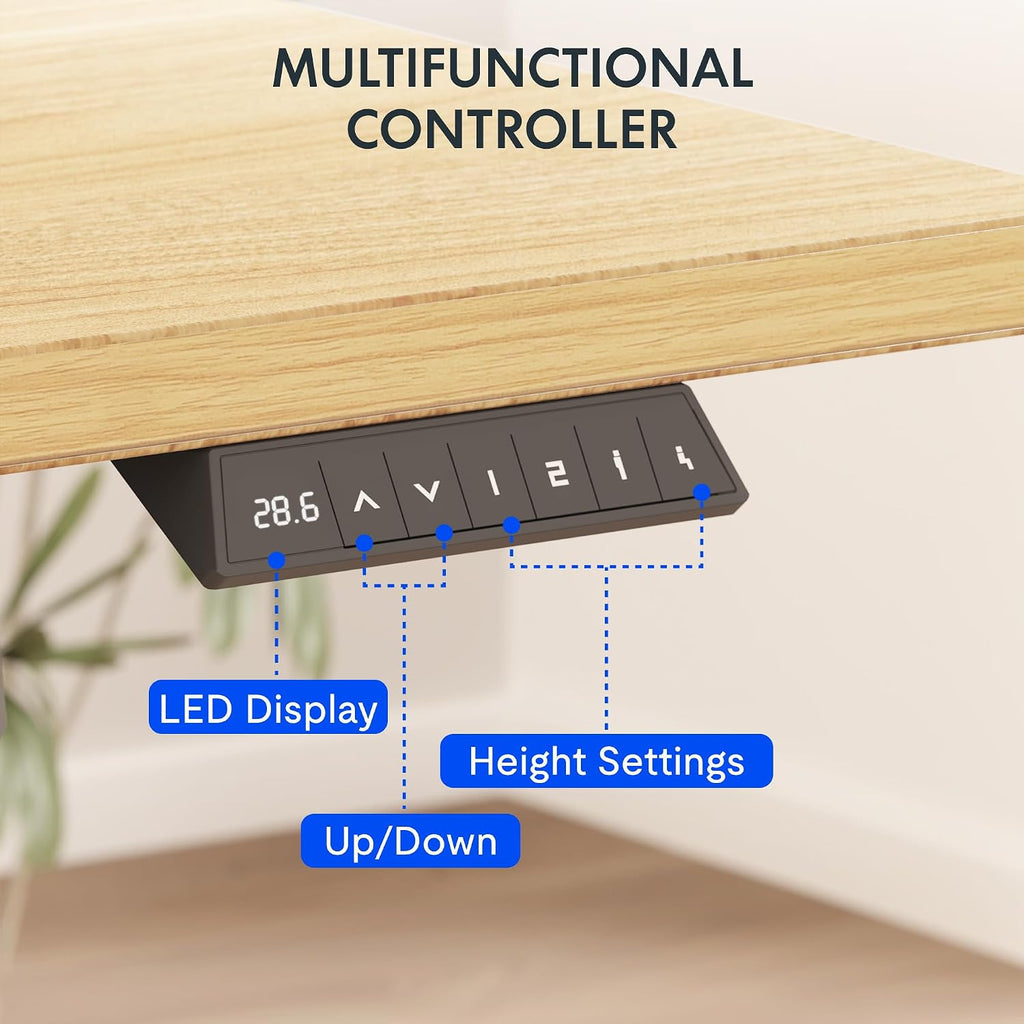 FLEXISPOT EN2 Whole-Piece Standing Desk with Clamp Power Strip, 55 x 28 Electric Stand Up Height Adjustable Desk with Cable Management (Black Frame + 55' Maple Top, 2 Packages)