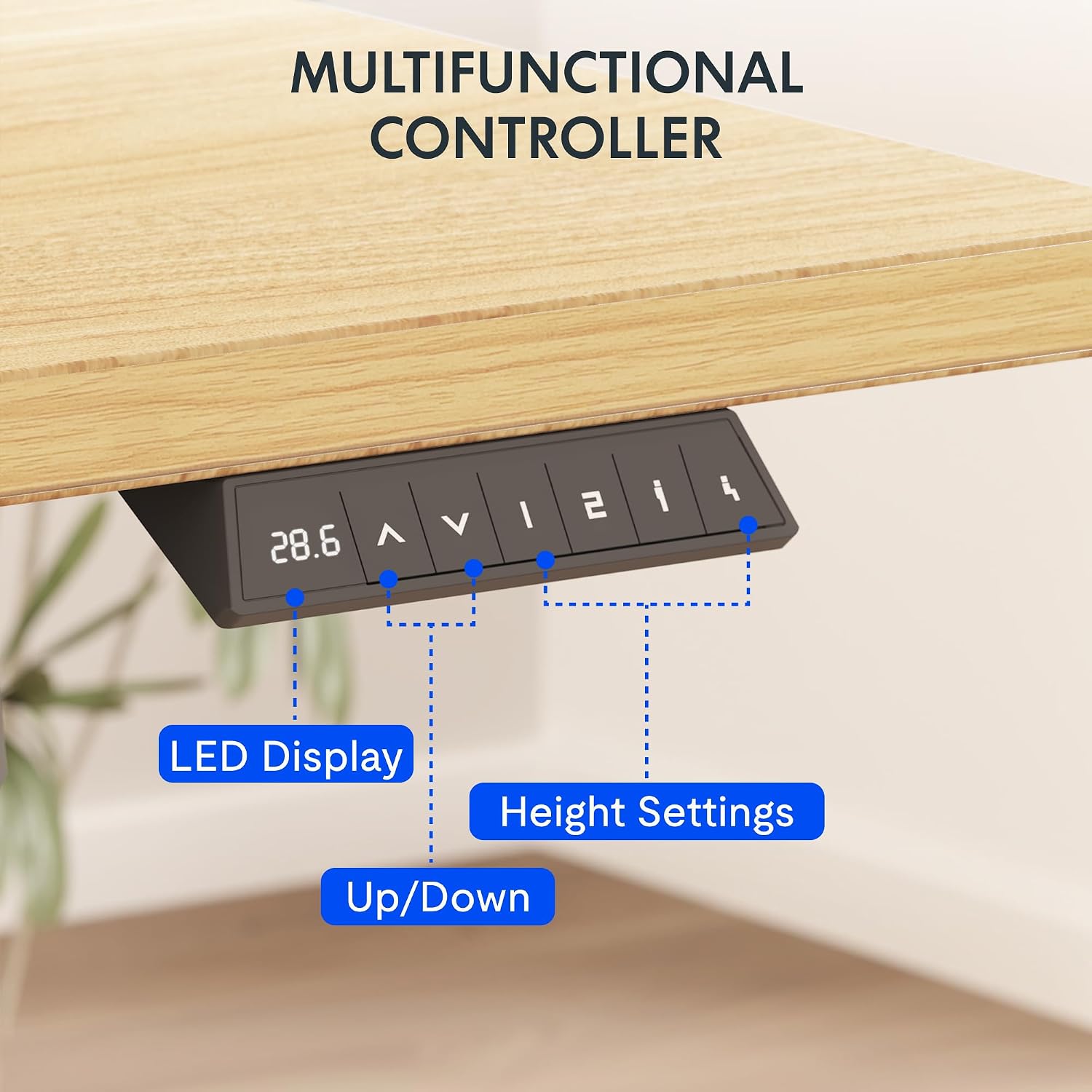 FLEXISPOT EN2 Whole-Piece Standing Desk with Clamp Power Strip, 48 x 24 Electric Stand Up Height Adjustable Desk with Cable Management (White Frame + 48' Maple Top)