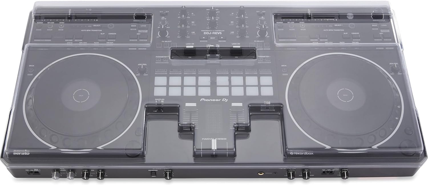 Pioneer DDJ-REV5 4-Deck DJ Controller with Decksaver DS-PC-DDJREV5 Polycarbonate Cover
