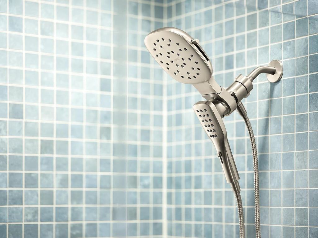 Moen Verso Eco-Performance Infiniti Dial Square Rain Shower Head with Detachable Hand Shower Combo, 7-Inch Spray Head, Brushed Nickel, 220C5EPBN