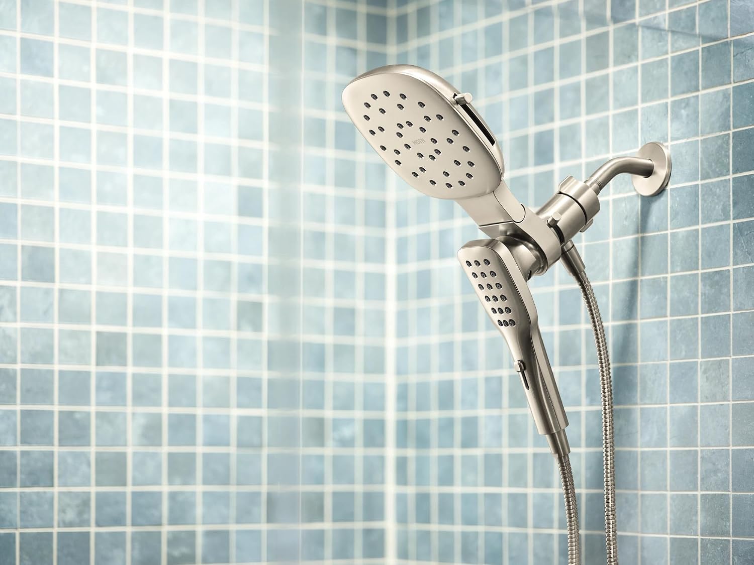 Moen Verso Eco-Performance Infiniti Dial Square Rain Shower Head with Detachable Hand Shower Combo, 7-Inch Spray Head, Brushed Nickel, 220C5EPBN