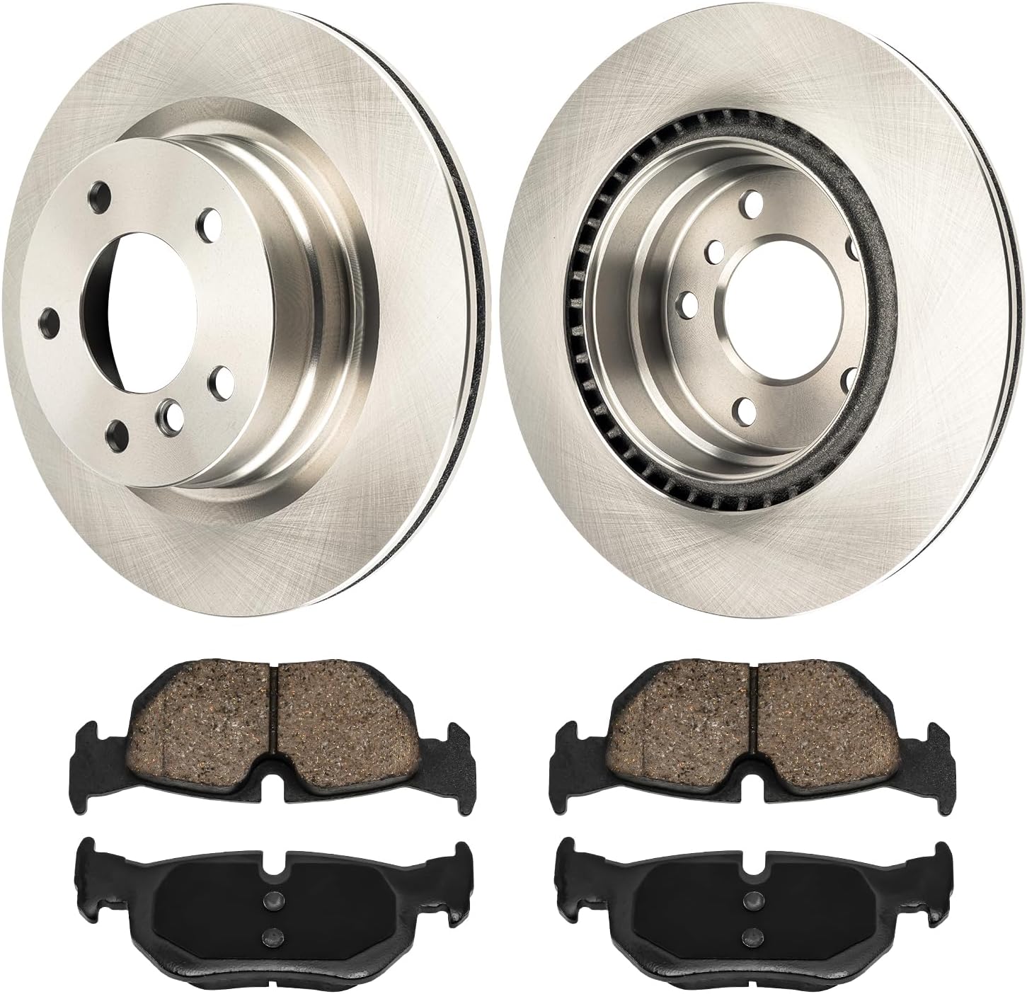 KAX Rear Brake Pads and Rotors for BMW 328i 2007-2013, BMW 325i 2006, Smooth Vented Disc Brake Rotor Ceramic Brake Pad Replacement (#34315+D1171, 11.81inch, 299.9MM)