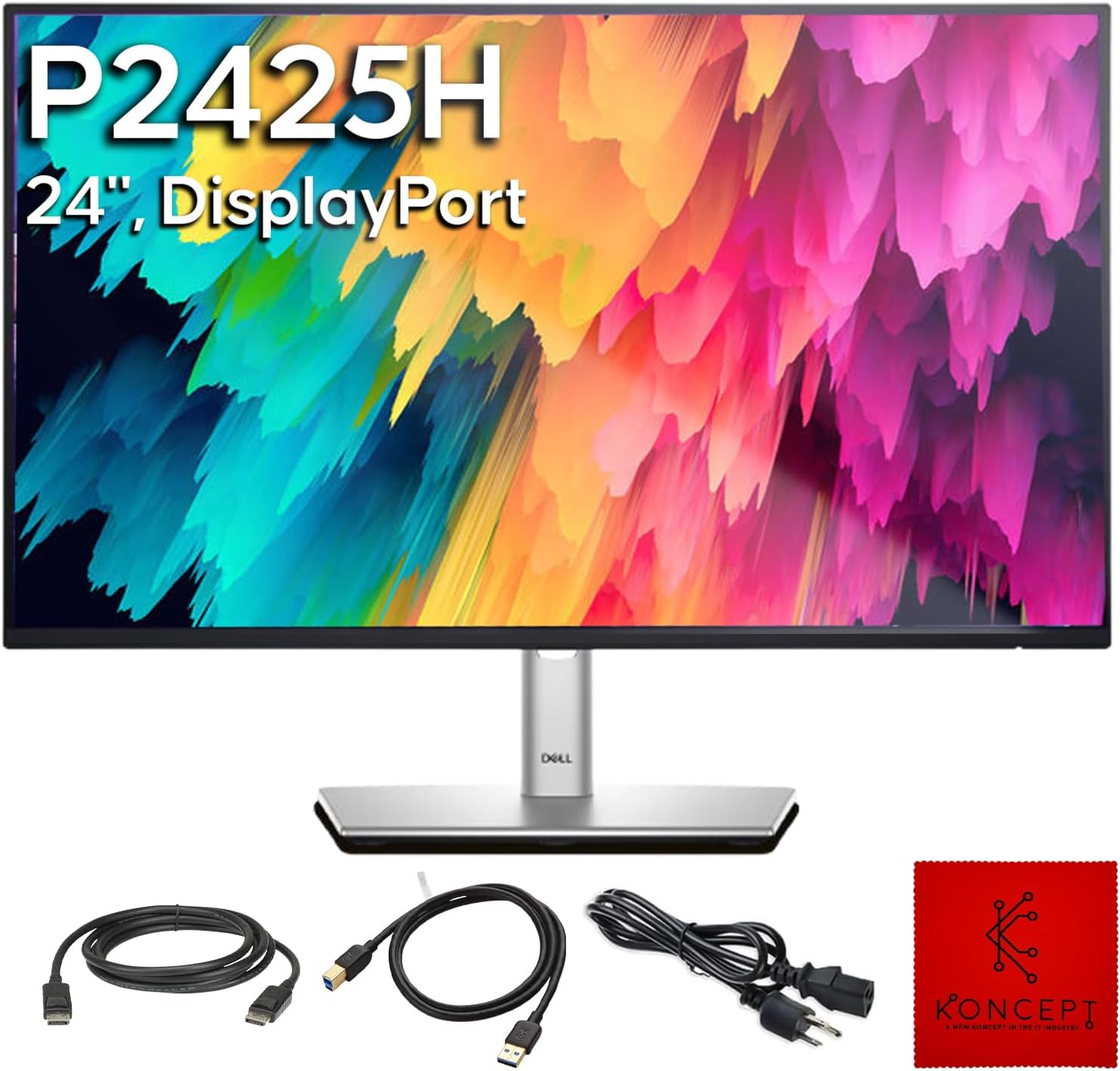 P2425H for Dell Replacement - Computer Monitor Screen 24' 16:9 IPS Bundle with Stand - Full HD, 1920 x 1080-1 Year Warranty - LED, 100Hz - with DisplayPort & USB 3.0 Upstream Cable - New Model