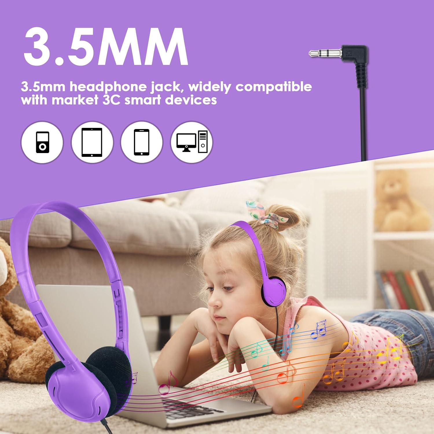 Headphones Bulk for School Classroom 100 Pack On Ear Classroom Headphones for Student,Group Learning, Computer Lab, Library, Online Lesson and Testing 3.5mm Jack (10 Mixed Colors)