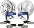 Detroit Axle - Brake Kit for Chevy GMC Silverado Sierra 1500 Suburban Yukon XL Avalanche Tahoe Cadillac Escalade Drilled Brake Rotors Brakes Pads Replacement : 12.99' Front & 13.58' Rear Rotor