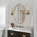 MOON MIRROR Gold Oval Pivot Mirror, Brushed Brass Bathroom Vanity Mirror, Oval Tilting Mirror with Rust-Proof Stainless Steel Thin Frame, Wall-Mounted Vertically