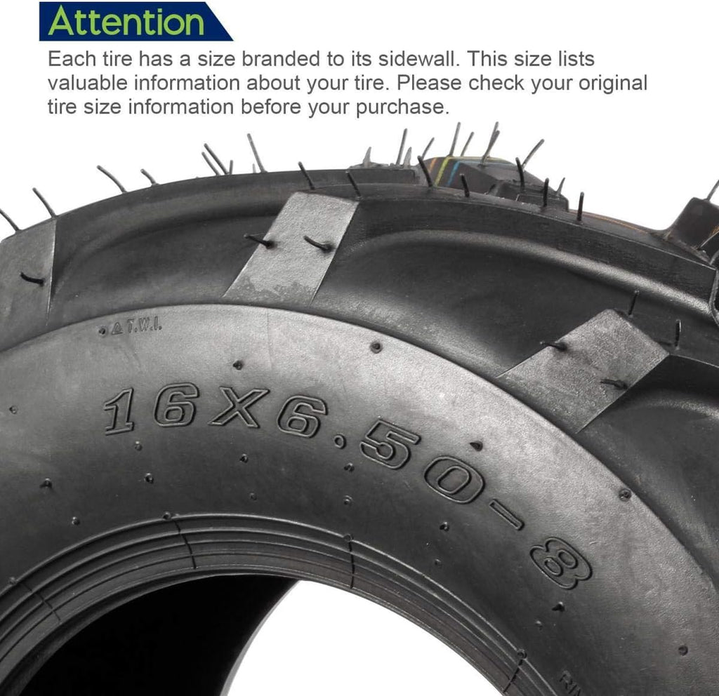 MaxAuto Ag Tractor Tires 16x6.50-8 & 23x10.50-12 Lawn Mower Agriculture Farm Tire, Super Lug 6-Ply Tubeless Tire,16x6.5-8 Front & 23x10.5-12 Rear Garden Golf Riding Turf Tires, 4 Pack in 2 Packages