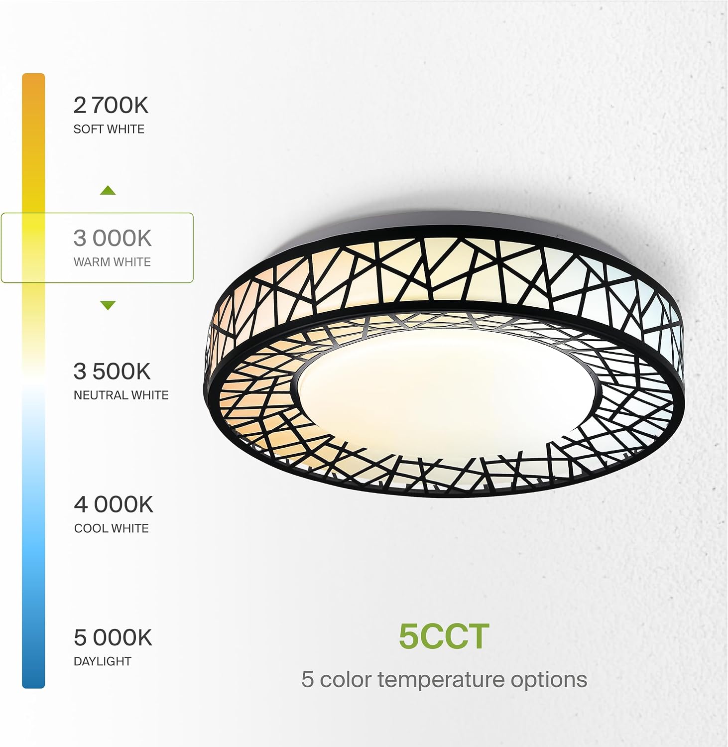 ASD 12 Inch LED Flush Mount Ceiling Light Fixture for Bedroom, 20W 1113LM 5CCT 2700K-5000K, Triac Dimmable Lights, Dining, Living Room, Kitchen Lamps, Modern Home Lighting Fixtures, Black, ETL, 4 Pack