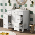 LUMISOL 36' Bathroom Vanity with Sink Top, Modern Bathroom Vanity with 3 Drawers & Cabinet, Solid Wood Bathroom Cabinet with Undermount Basin, White