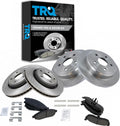 TRQ Front and Rear Brake Pad & Rotor Kit Ceramic Compatible with 2006-2010 Jeep Commander 2005-2010 Grand Cherokee