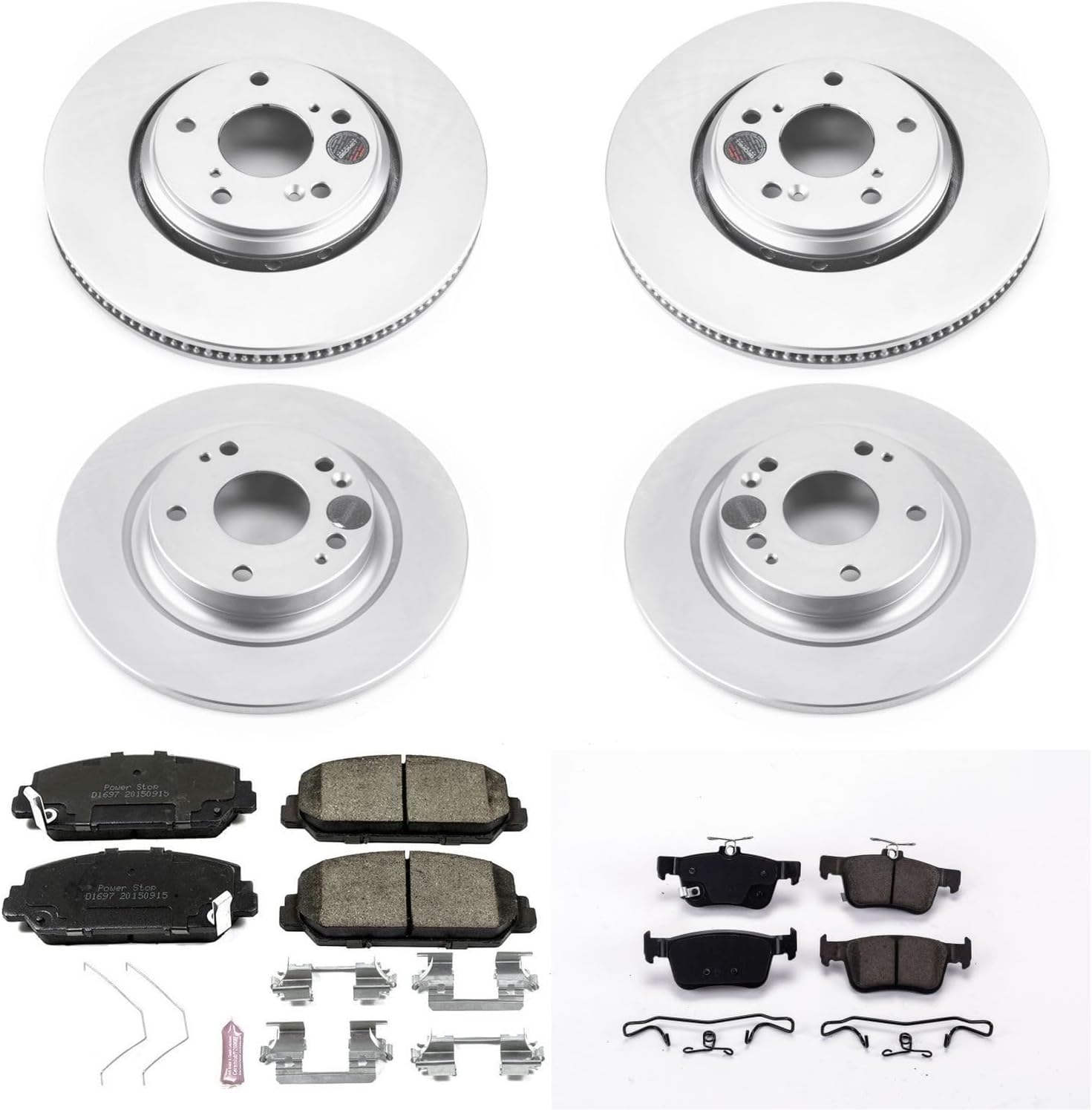 PowerStop Front and Rear Brake Kit for Honda Civic 2017-20 - Fully-Coated Disc Rotors with Z17 Ceramic Brake Pads Replacement, CRK7935