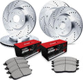 R1 Concepts Front and Rear Brake Kit Fits 2016-2020 Lexus GS; 2015-2021 Lexus RC F| Optimum Oep Brake Pads and Drilled Slotted Brake Rotors| 15.0' Front & 13.6' Rear