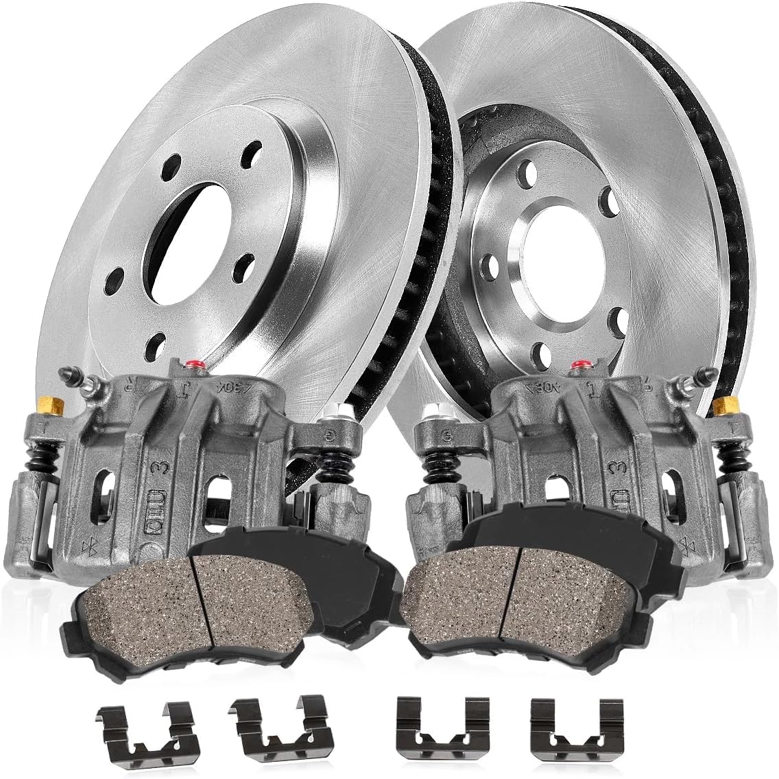 Callahan Brake Parts Front Brake Kit For Ford Excursion 2000-05 |F-250 Super Duty 1999-04 |F-350 Super Duty 1999-04 - Disc Rotors with Ceramic Brake Pads + OE Calipers, EBYK023874