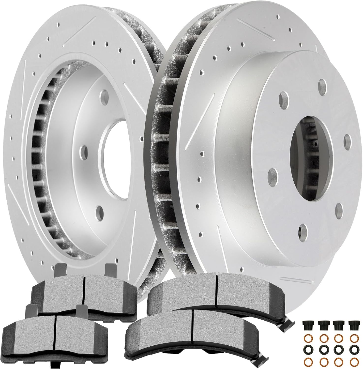 SCITOO Brake Kit Front Discs Brake Rotors and Ceramic Brake Pads fit for Cadillac Escalade, for Chevy Blazer K1500 Suburban K2500 1500 Tahoe, for GMC K1500 Suburban K2500, 1992-2000 for GMC Yukon