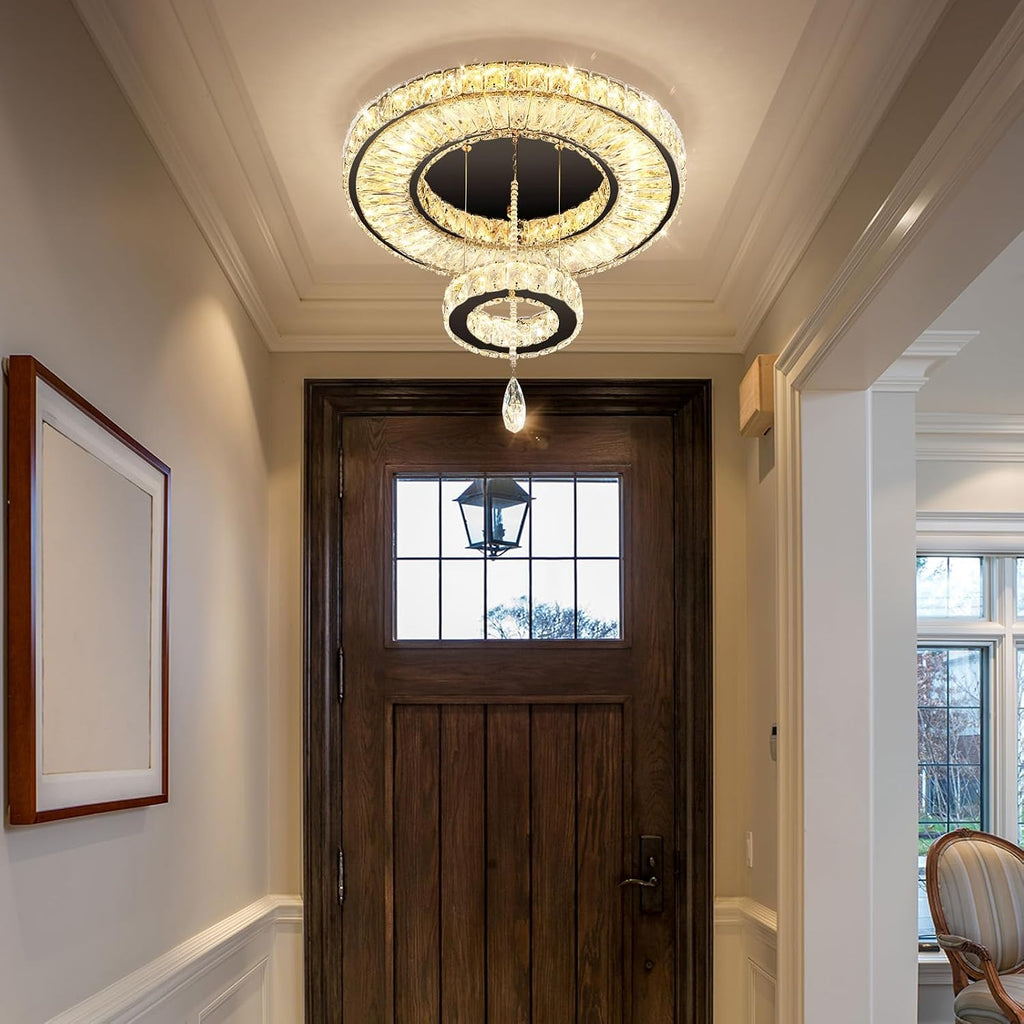 Modern Chandelier Bedroom Light Indoor LED Dimmable Lights Ceiling Chandeliers for Dining Room Kitchen Entryway Black 25W LEDs Fixtures 2000 Lumens