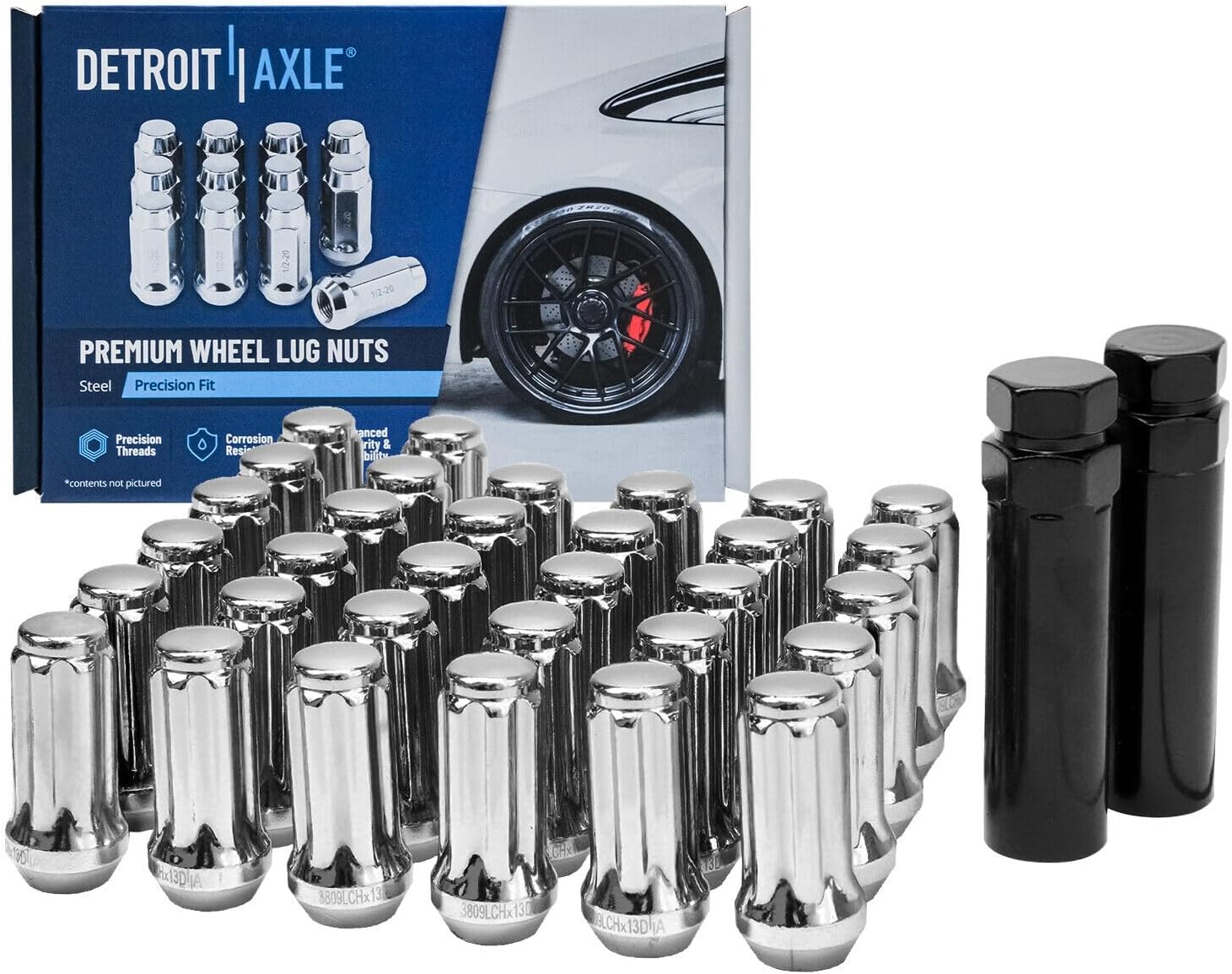 Detroit Axle - 4WD Front Wheel Bearing Hubs Brake Kit for Silverado 2500 HD Sierra 3500 Classic Yukon XL Avalanche Suburban 2500 H2 Brake Rotors Wheel Bearing Hubs Lug Nuts Replacement