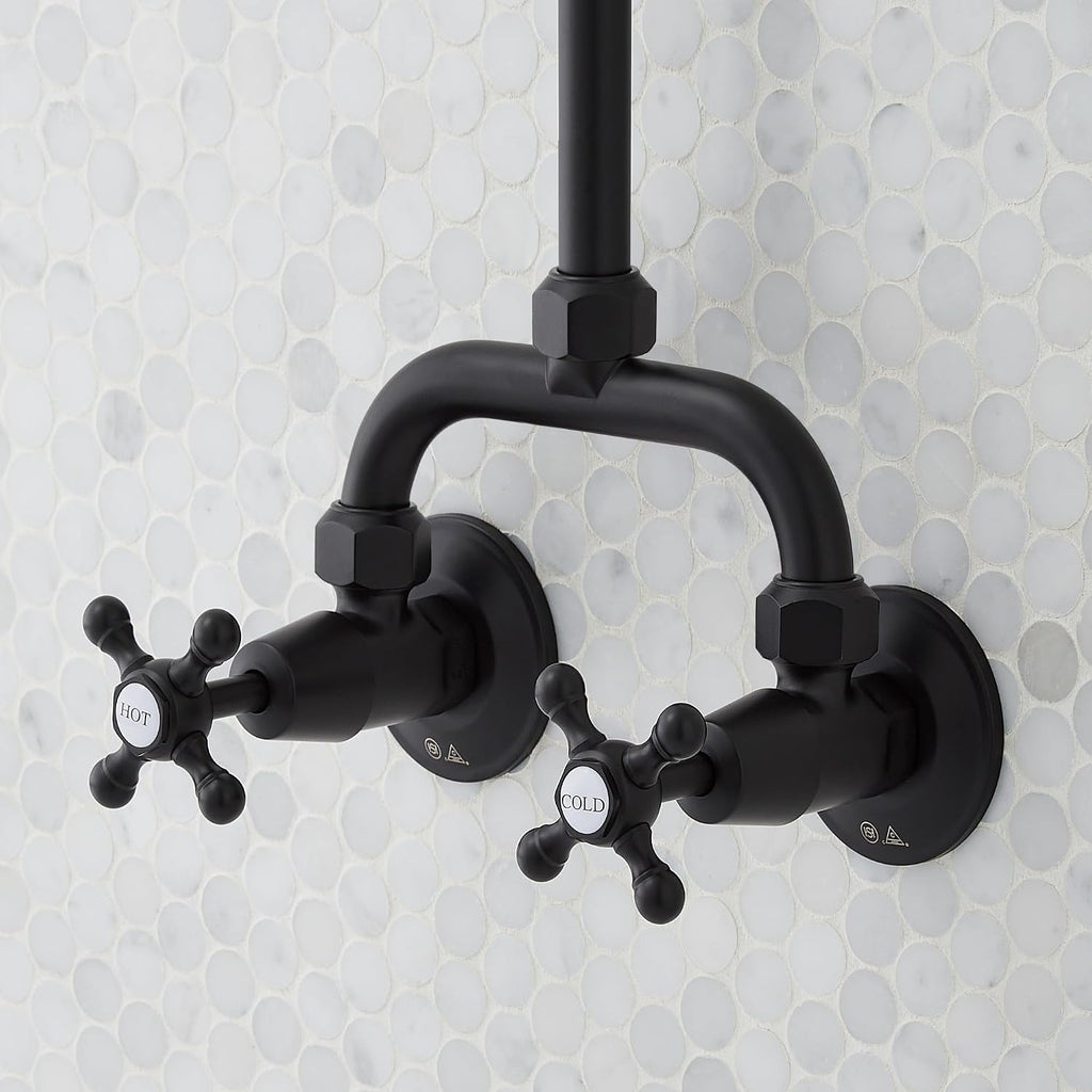 Signature Hardware 370007 Baudette Exposed Wall Mounted Shower with Rainfall Shower Head - Brushed Nickel