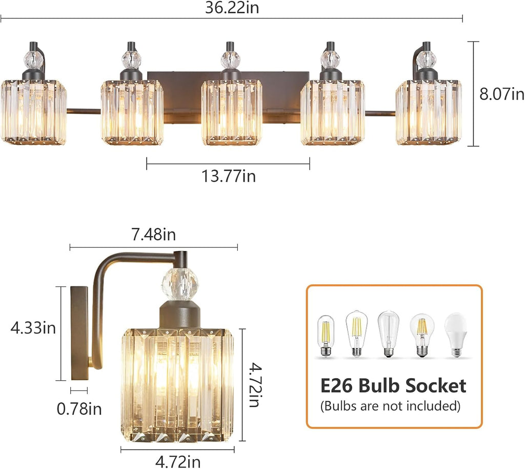 5 Light Bathroom Vanity Light Modern Black Vanity Light Fixtures Bathroom Light Fixtures Over Mirror Crystal Vanity Lighting Fixtures