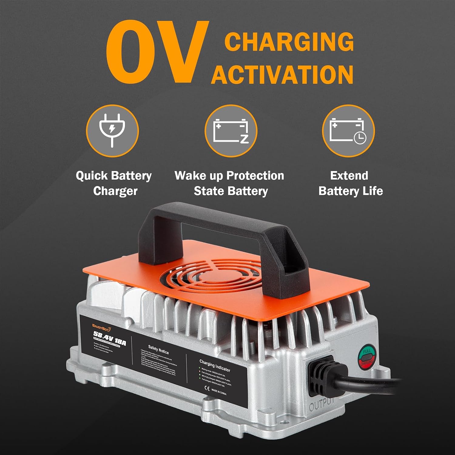 Enjoybot 48V 65Ah LiFePO4 Lithium Battery Self Heating with 58.4V 18A Charger, Built-in 120A BMS and Bluetooth, 10-Year Lifetime, Peak Current 500A for Golf Cart RV Camper Solar