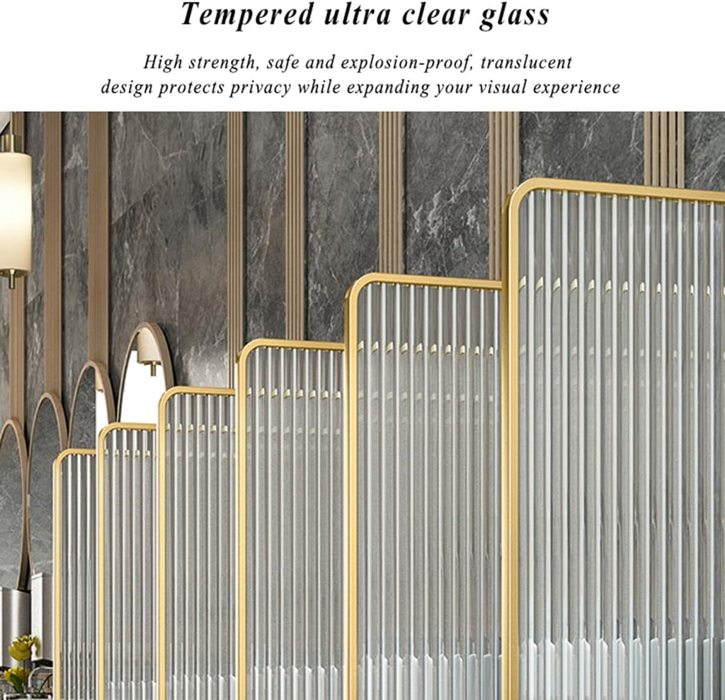 Urinal Privacy Screen Toilet Partition, Wall-Mounted Wrought Iron Tempered Glass Urinal Barrier Divider Partition for Public Space, Bathroom, Hotel,Gold