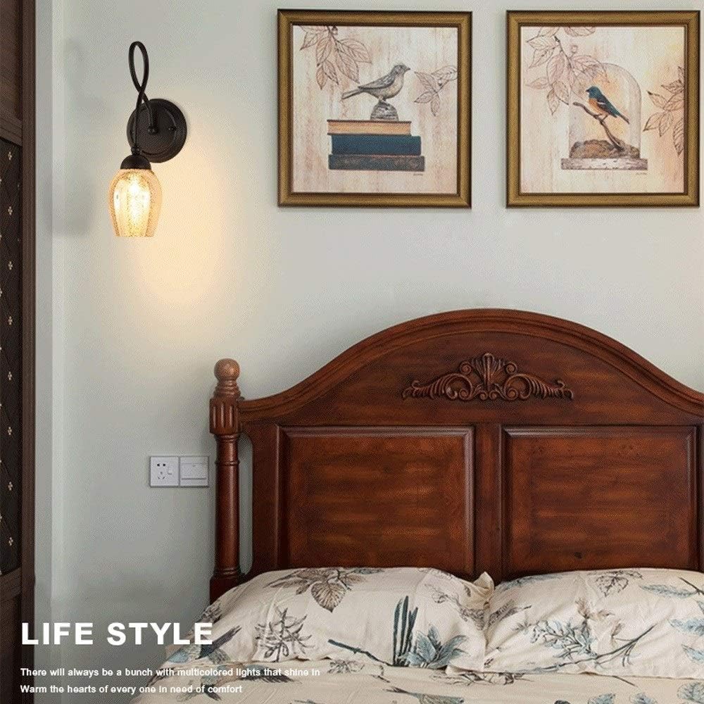 Modern American Creativity Wall Light, Wrought Iron Black and Inner Wall of Broken Silver Plated Art Lampshade,Chandelier LED Ceiling Light
