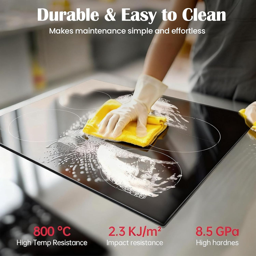 23 Inch Electric Cooktop - 4 Burner 3000W Ceramic Stove Built-in Electric Stove Top w/9 Heating Levels Touch-adjustable Control