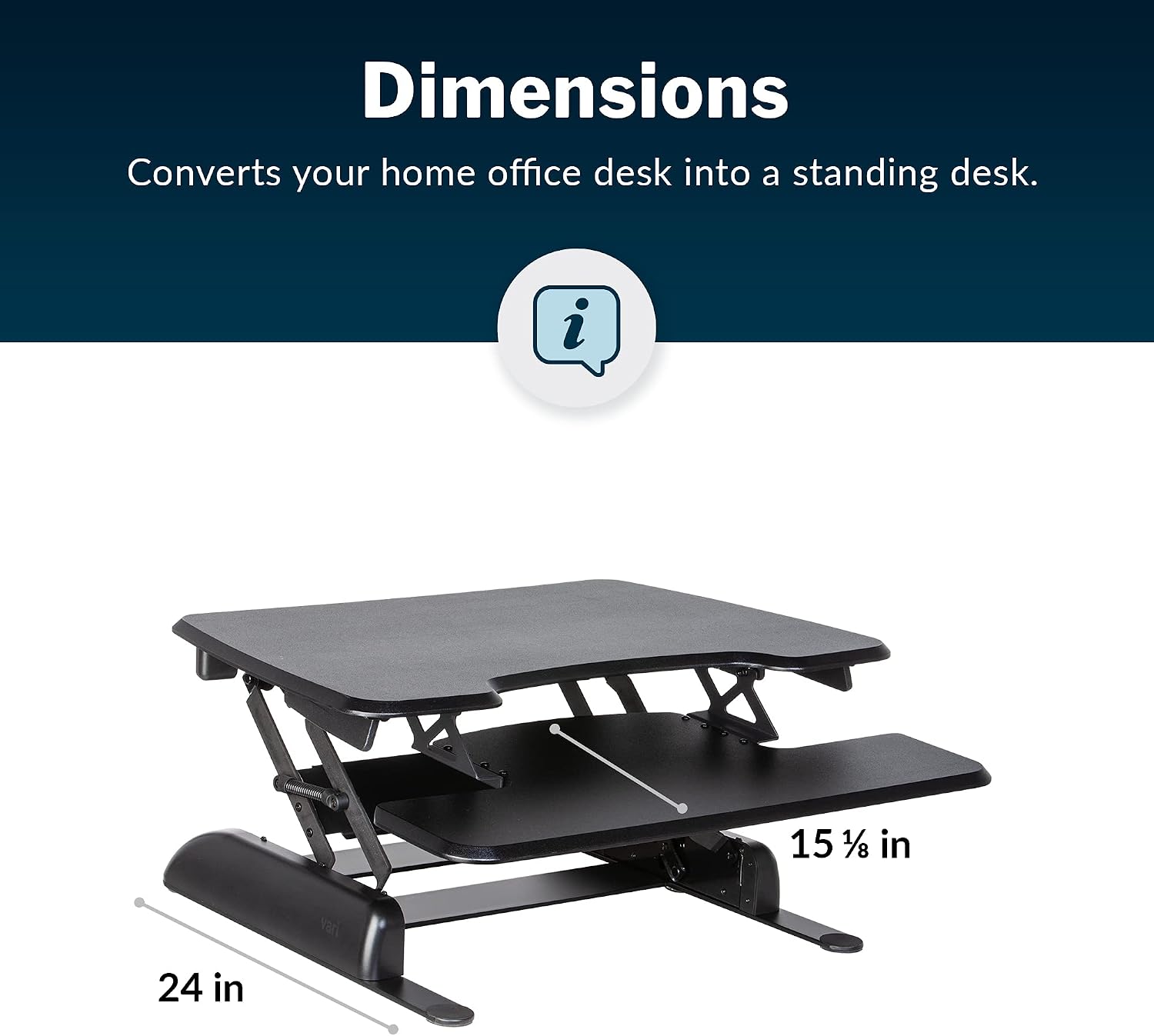 Vari - VariDesk Essential 30 - Two-Tier Standing Desk Converter for Home Office - Adjustable Sit Stand Desk with 11 Height Settings - Standing Desk Riser for Monitor & Accessories - 30' Wide, Black