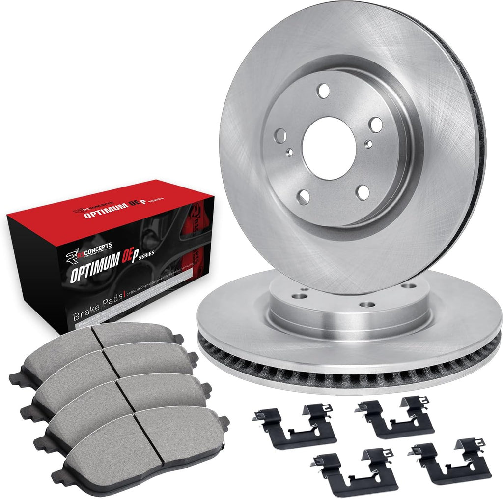 R1 Concepts Front Brake Kit Fits 2017-2019 Honda CR-V| Optimum Oep Pads, Blank Rotors| Hardware| 12.3' Front