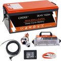 CHINS 36V Lithium Golf Cart Battery, 200A BMS, with Touch Monitor and Retention Strap, 5000+ Cycles 36V 102AH Lithium Battery with Charger Perfect for Golf Carts