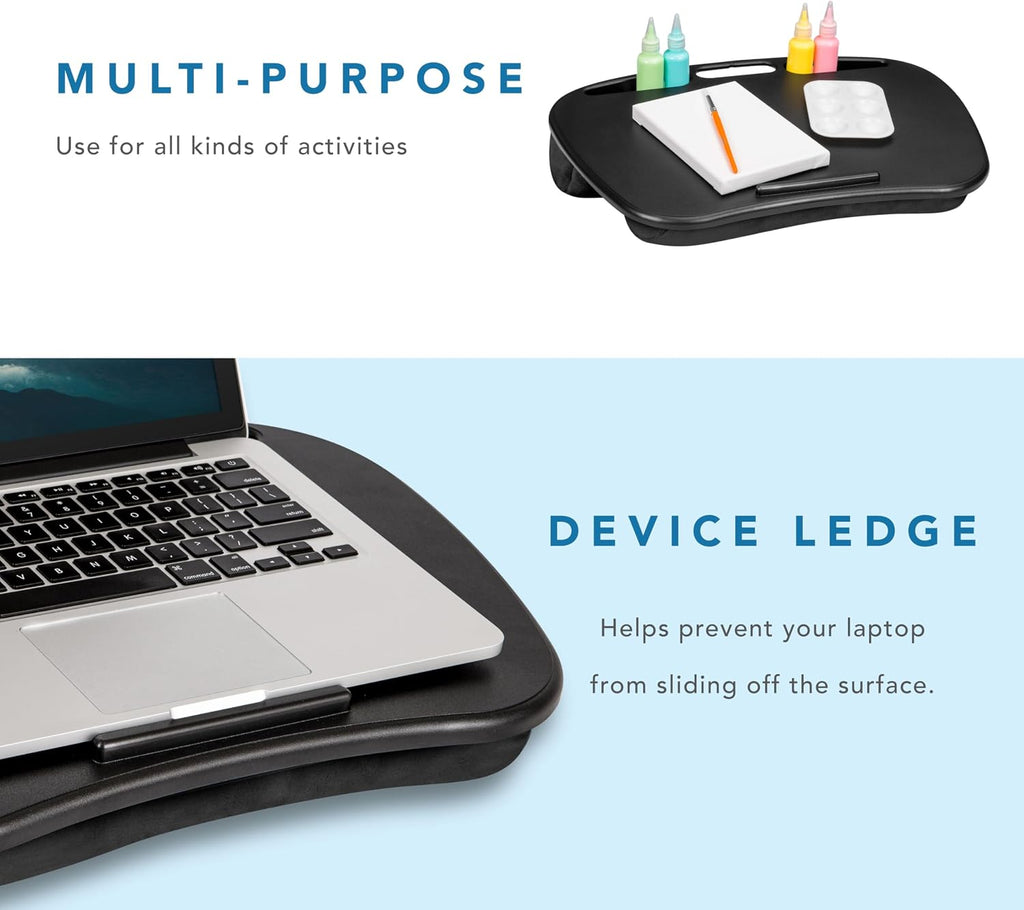 LAPGEAR MyDesk Lap Desk with Device Ledge and Phone Holder - Black - Fits up to 15.6 Inch Laptops - Pack of 12 - Style No. 44008