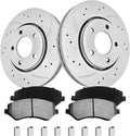 Front Brake Pads And Rotors Kit Compatible With 2001-2006 Dodge Grand Caravan, 01-07 Caravan, 53002 D856-7732 Automotive Replacement Brake Kits Geomet Drilled And Slotted Rotors 281mm(11.1in)