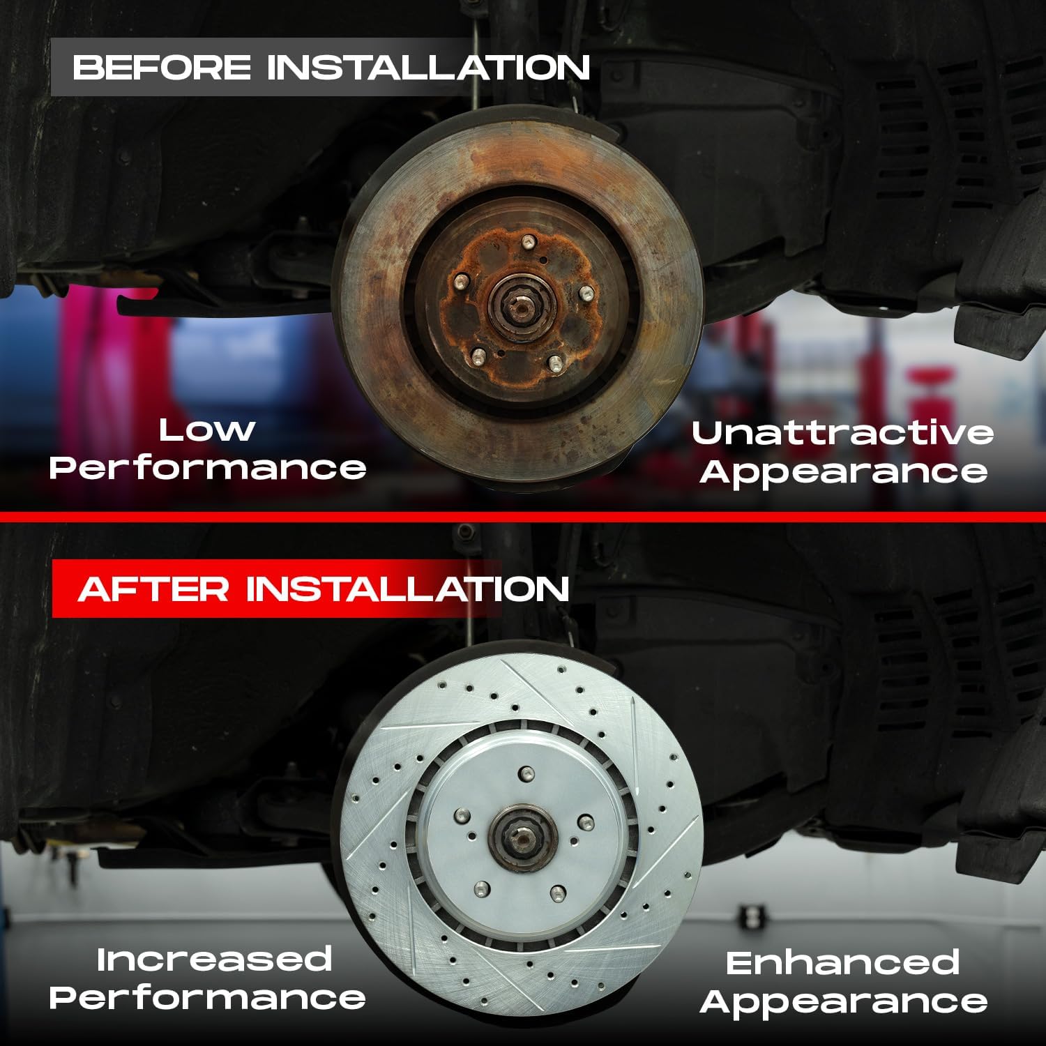 R1 Concepts Front Brake Kit Fits 2018-2020 BMW X3; 2019-2020 BMW X4| Optimum Oep Brake Pads and Drilled Slotted Brake Rotors| 13.0' Front