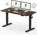FLEXISPOT EN1 One-Piece Standing Desk, Electric Adjustable with 4 Memory Presets, 176 LBS Capacity, Stable & Quiet, Seamless Desktop for Home Office & Dual Monitors, 55'x28' Rustic Brown
