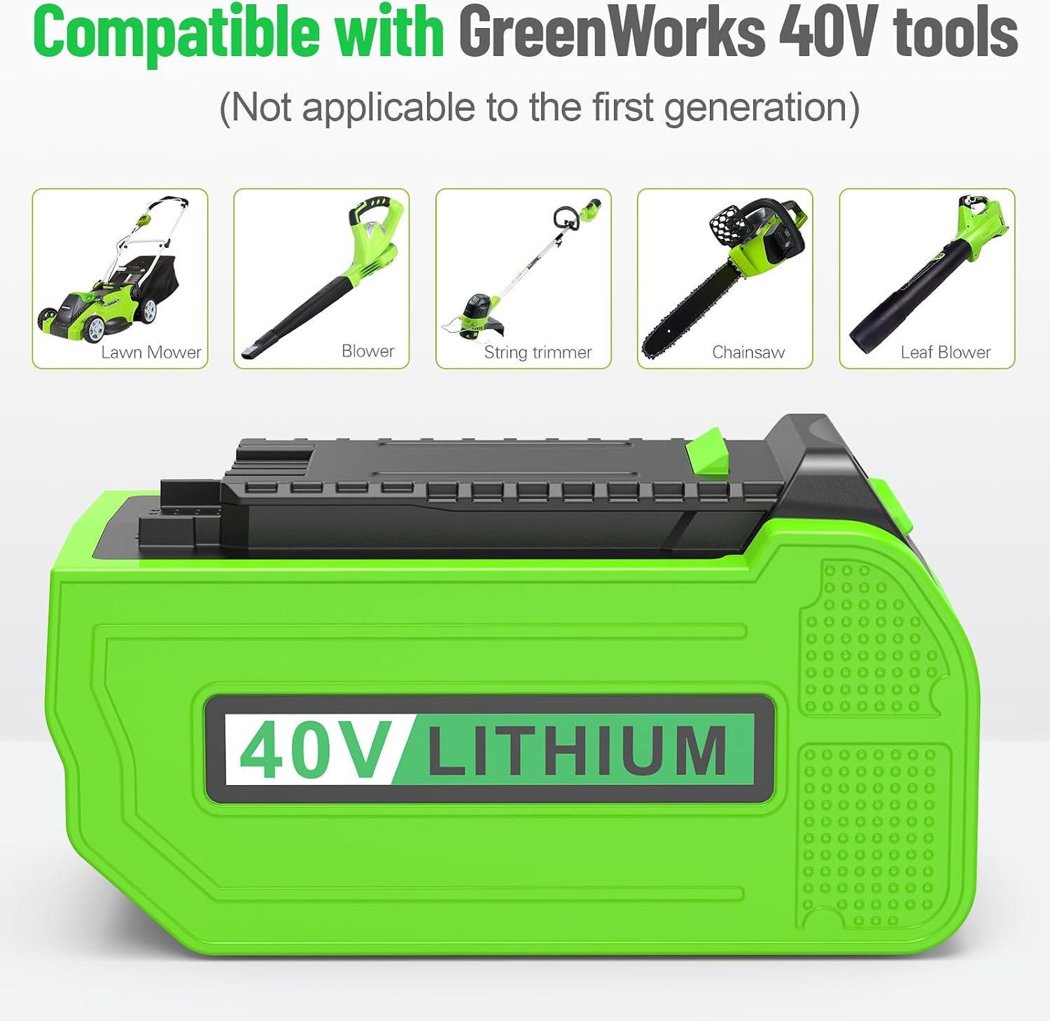 Replacement Battery and Charger for Greenworks 40V Battery Compatible with GreenWorks G-MAX 6.0Ah 40V Power Tools 29462 29252 20202 22262 25312 25322 20642 22272 27062 21242 (2pack+Charger)