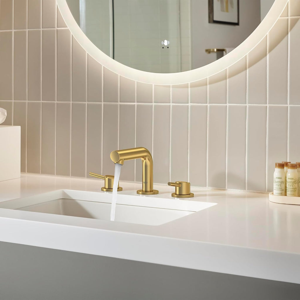GROHE 20572GN1 Concetto, 8-inch Widespread 2-Handle S-Size Bathroom Faucet 1.2 GPM, Brushed Cool Sunrise (Brushed Gold)