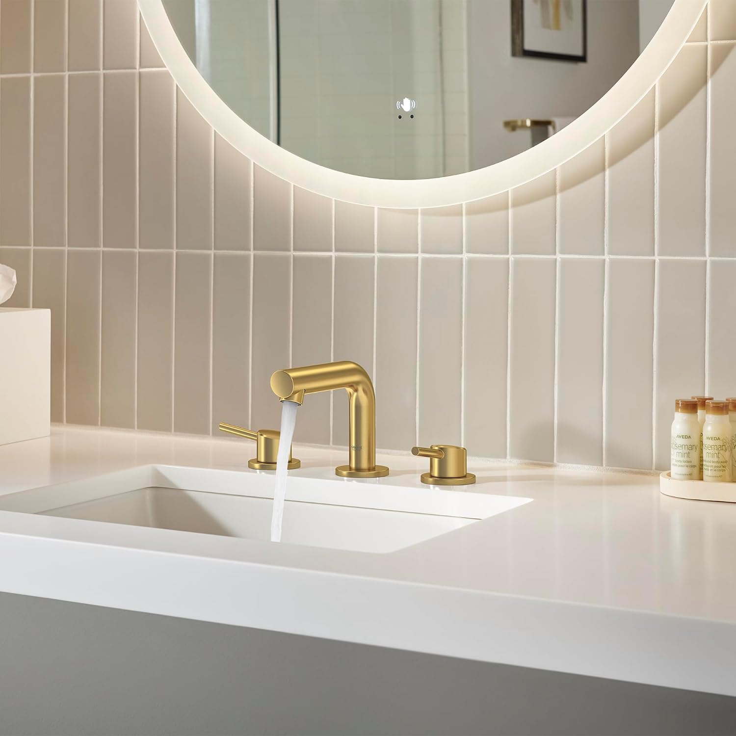 GROHE 20572GN1 Concetto, 8-inch Widespread 2-Handle S-Size Bathroom Faucet 1.2 GPM, Brushed Cool Sunrise (Brushed Gold)